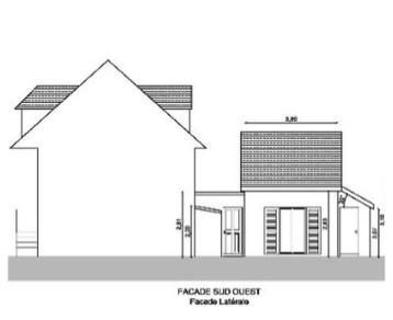 Façade sud-ouest projetée avec l’extension