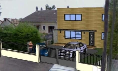 Photomontage du projet d’extension bois depuis la rue